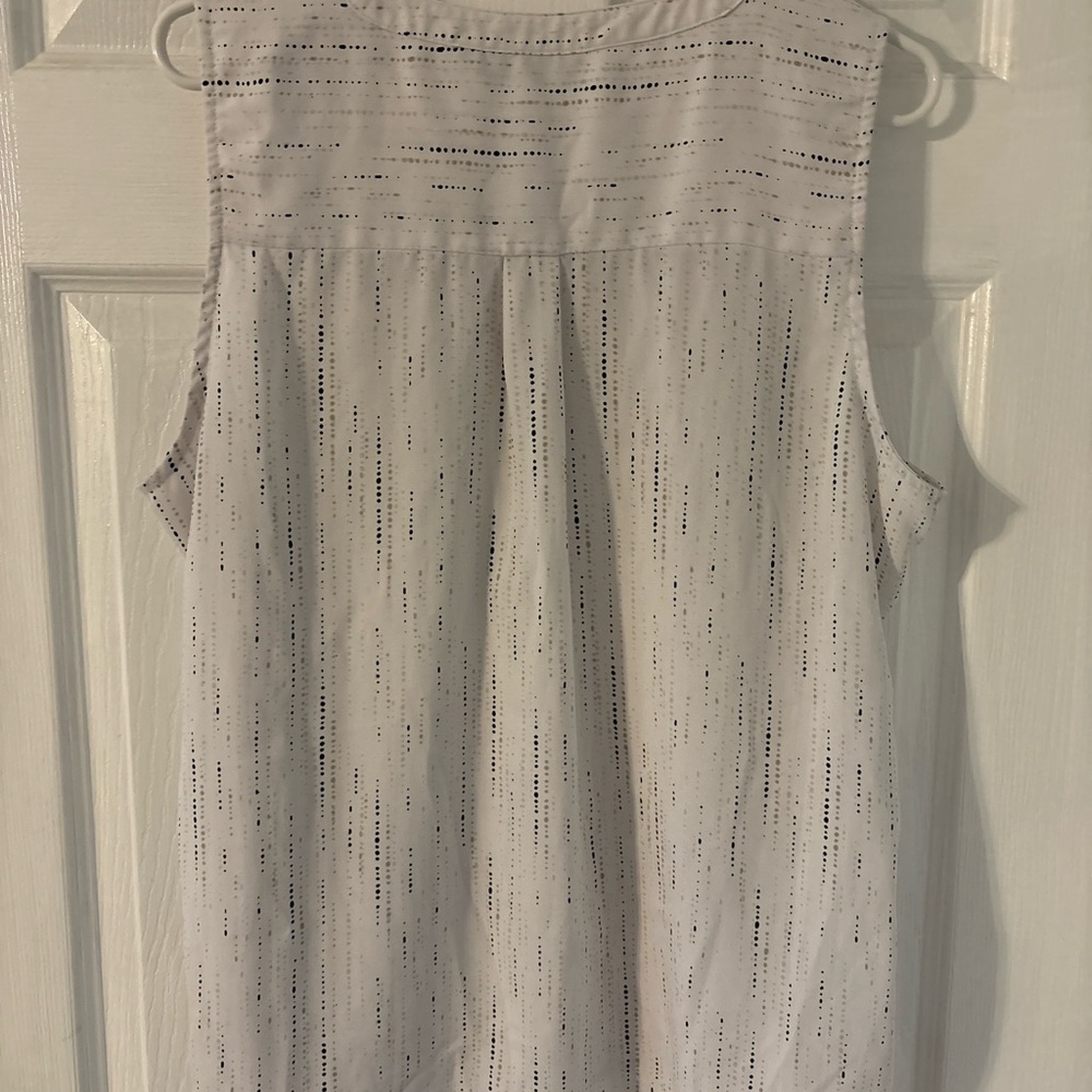 Apt. 9 Sleeveless Zip Front Blouse XXL White Black Speckled Print - Picture 4 of 4